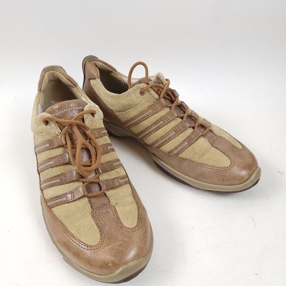 Ecco Shoes - ECCO Oxford leather suede Casual Comfort brown cream Sneakers shoes